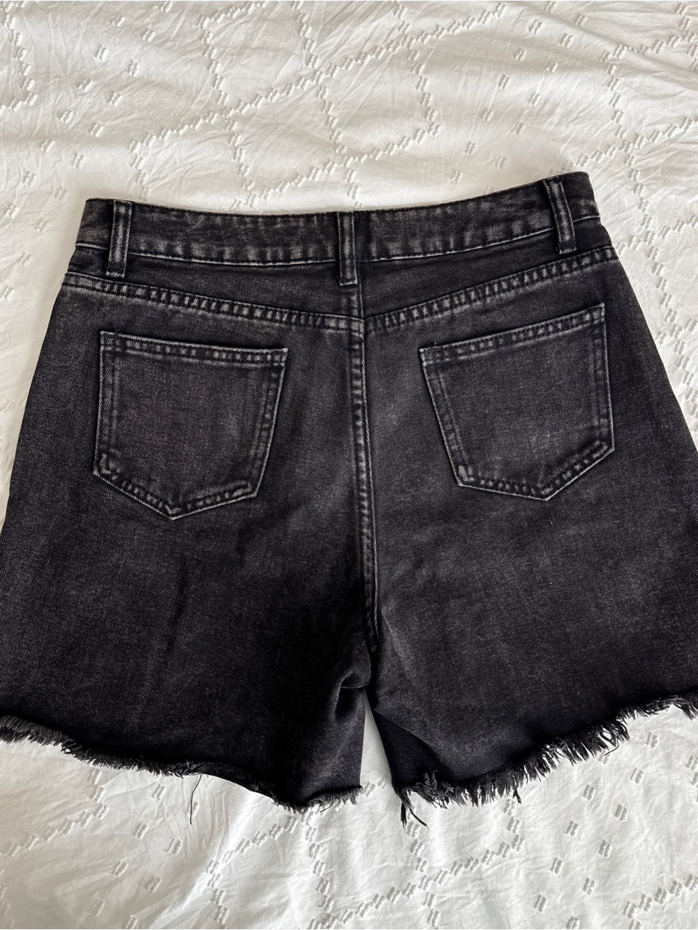 Women Denim Shorts Bundle Black White Size M L High Waisted Raw Hem Summer Lot 2 - Picture 5 of 14